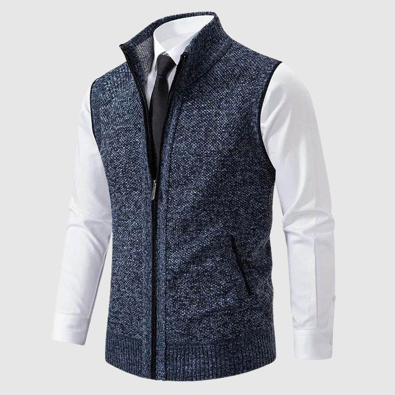 Men's Slim Fit Sweater Vest With Soft Knitted Fabric Zipper Ribbed Edges Smart Casual Modern Look
