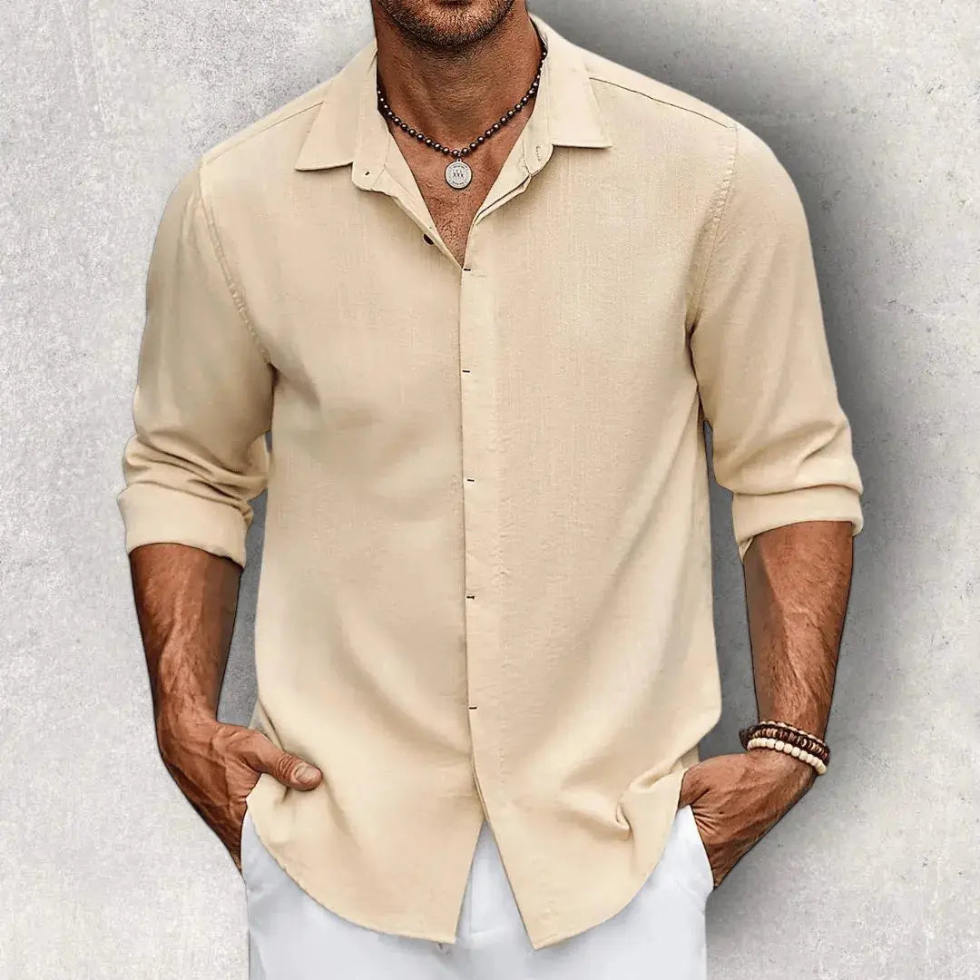 Frank Caruso Slim Fit Cotton Linen Blend Shirt Sky Blue Breathable Everyday Comfort