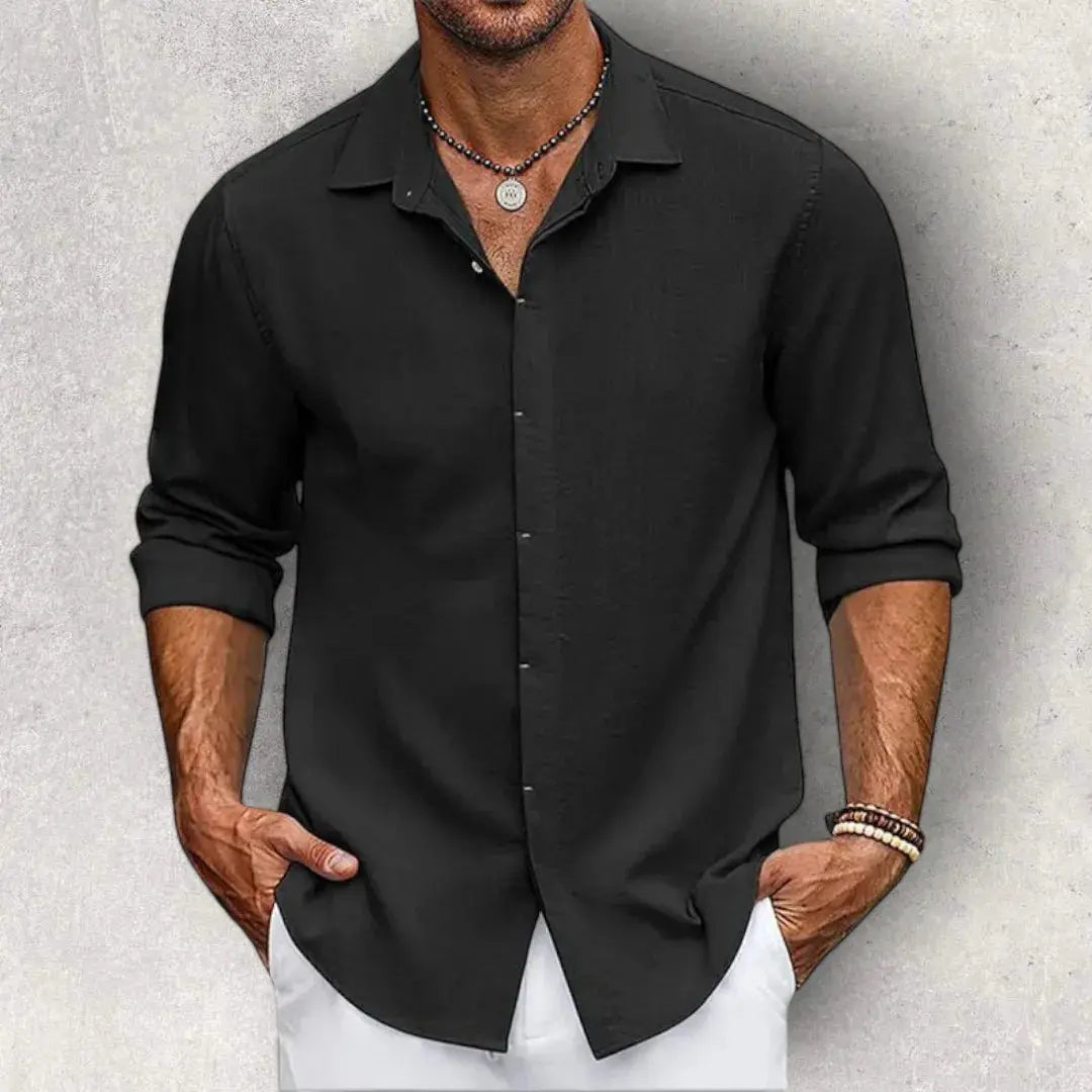 Frank Caruso Slim Fit Cotton Linen Blend Shirt Sky Blue Breathable Everyday Comfort