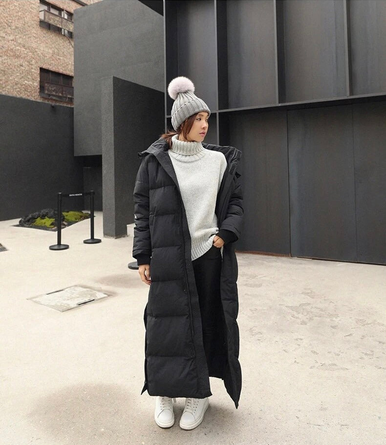 Street-Wave Long Quilted Puffer Hooded Jacket For Women UltraWarm Insulated Winter Coat