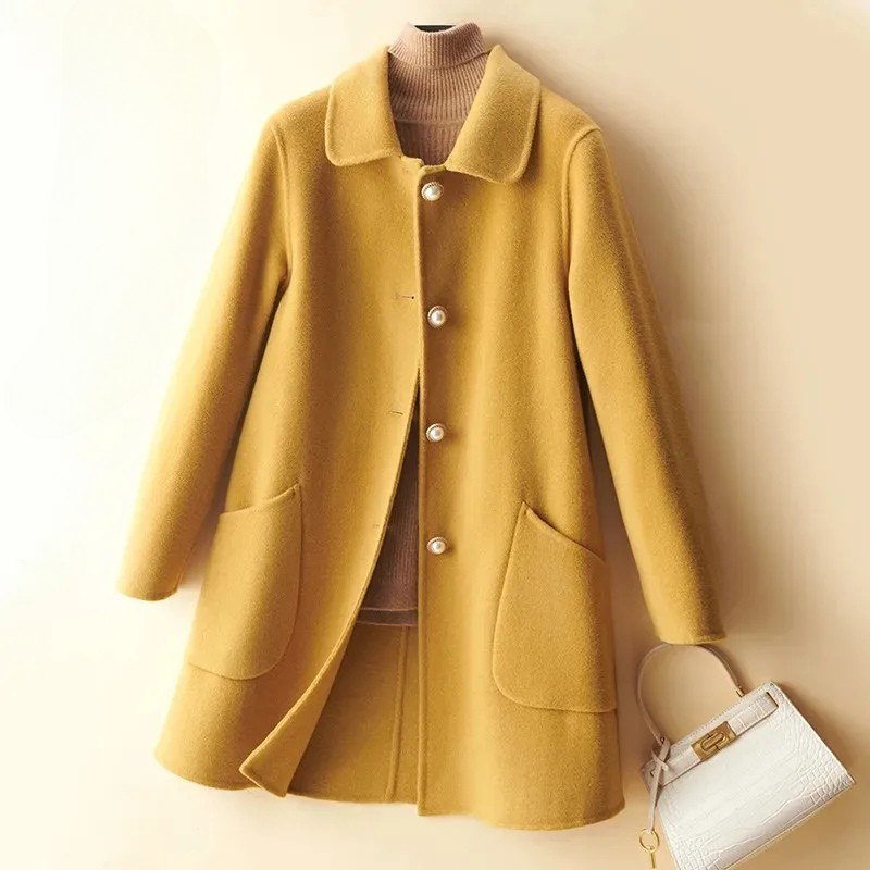 Street-Wave Hayle Wool Coat For Women With Double-Faced Warmth And Pearlescent Buttons For Timeless Urban Style
