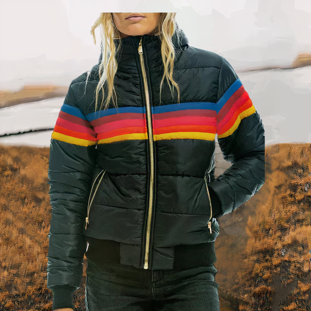 Street-Wave Rainbow Women's Puffer Jacket Gianna Warmth Durable Outdoor Fashion for Active Women