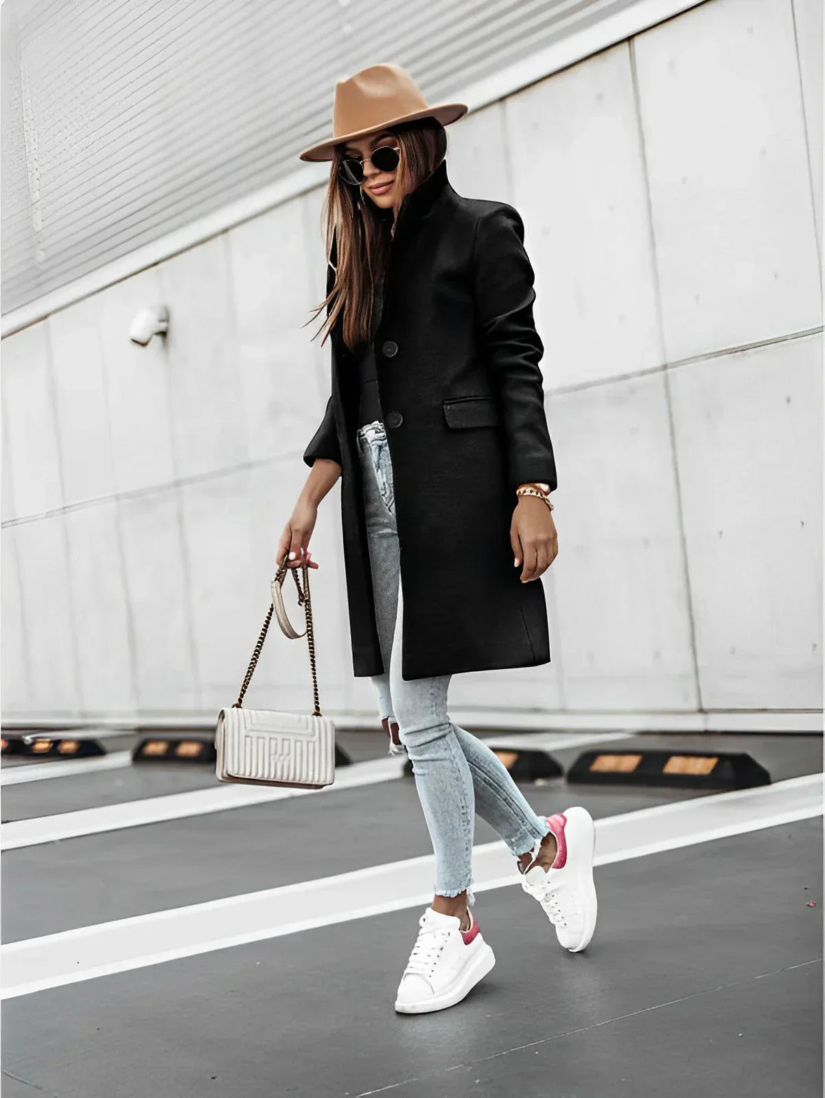 Gitta Long Sleeve Two Button Coat For Women Tailored Fit Classic Winter Elegance