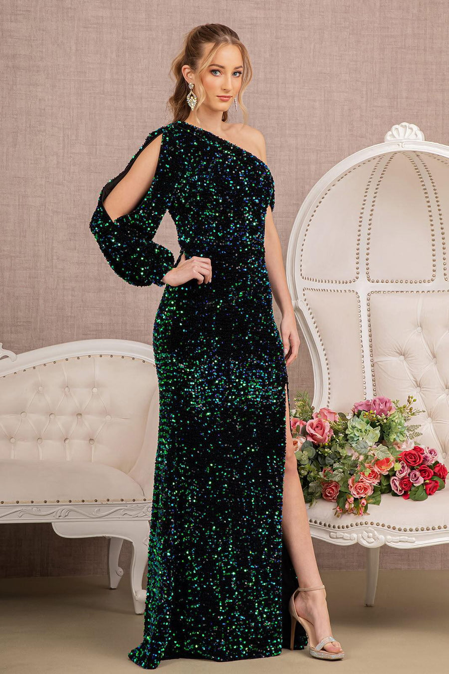 Green S Elizabeth K GL3159 Prom Long One Shoulder Formal Gown Sale - Street-Wave