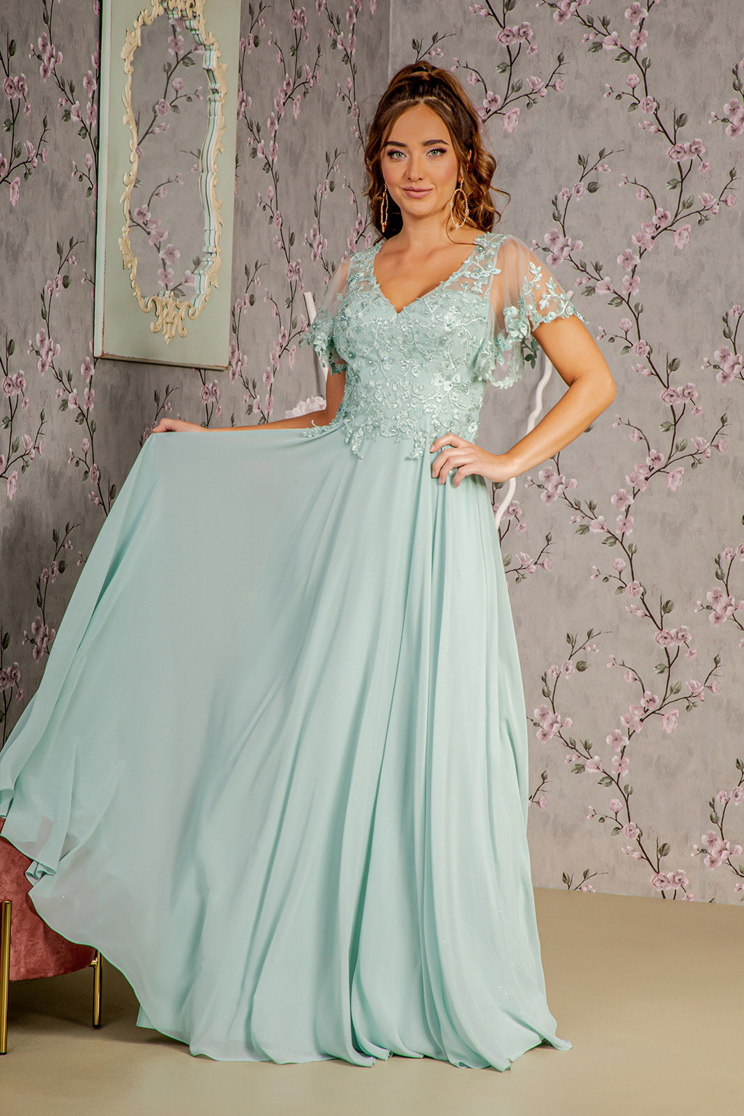 Elegant Mother Of The Bride Dress A Line With 3D Floral Appliques Street Wave