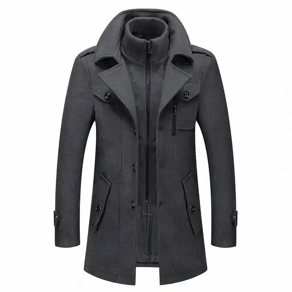 Street-wave Double Collar Mens Jacket Modern Chic Winter Coat For Men Warm And Sleek