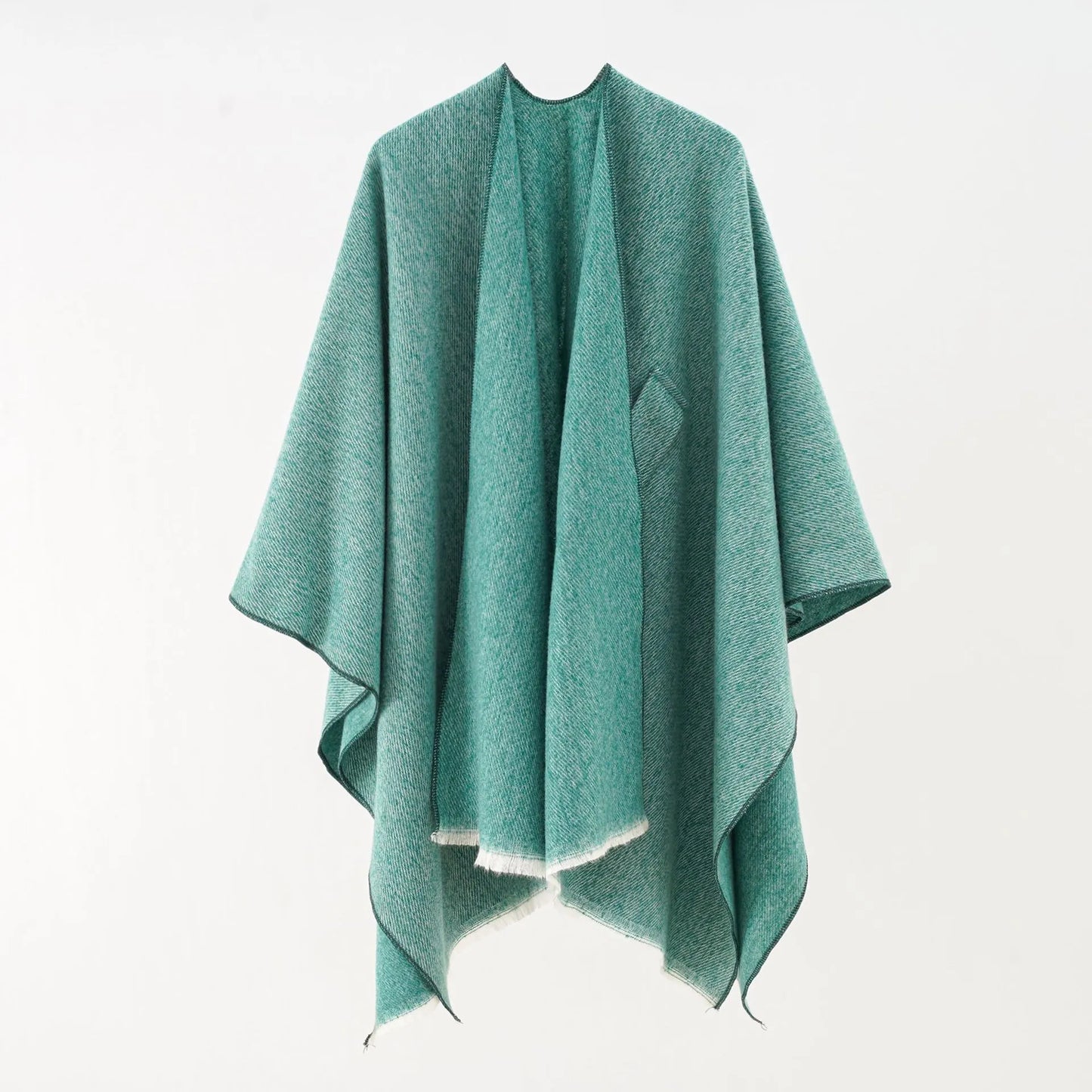 Street-wave Cashmere Poncho With Band Detail Retro Chic Winter Wrap For Style Conscious Adults