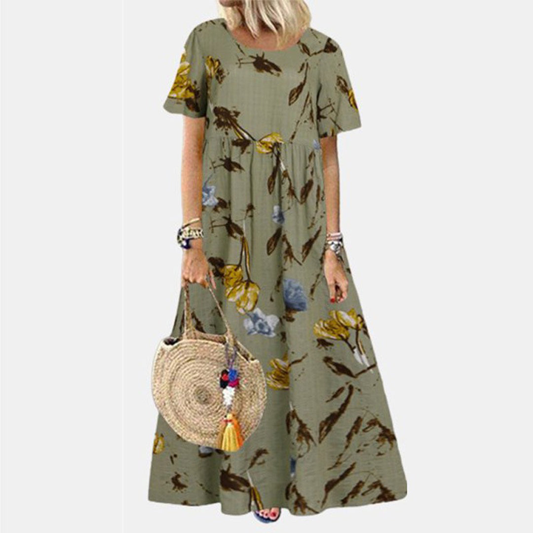 Street Wave Floral Print Maxi Dress For Women Lightweight Linen Comfort Airy Summer Style