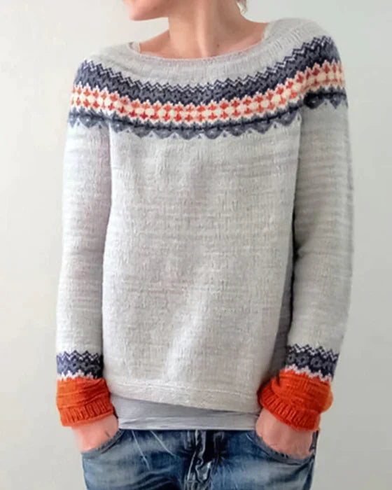 Street Wave Colorful Knit Sweater For Women Cozy Warmth Timeless Pattern Chic Winter Top