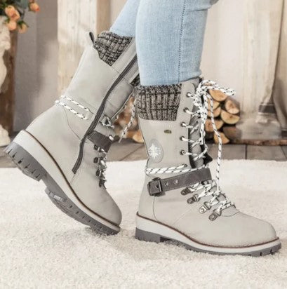 Streetwave Knit Ankle Boots With Laces Zip Strap For Women Trendy Durable Style Chic