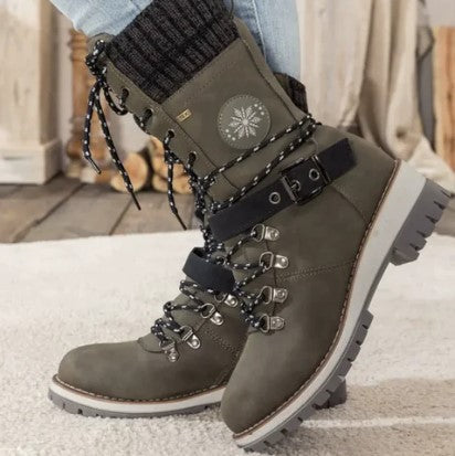 Streetwave Knit Ankle Boots With Laces Zip Strap For Women Trendy Durable Style Chic