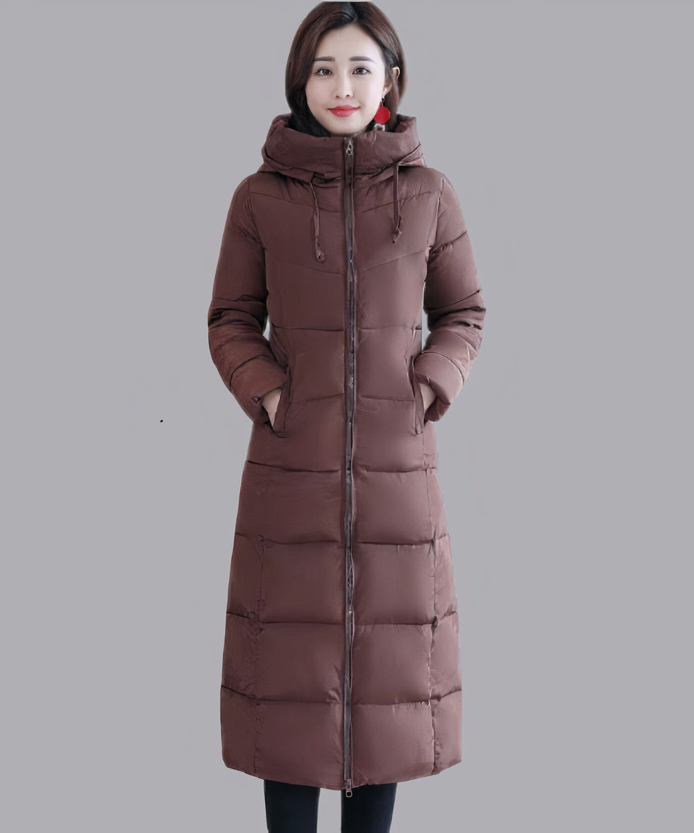 Street-wave Long Winter Cotton Padded Puffer Jacket With Thick Down Insulation For Women