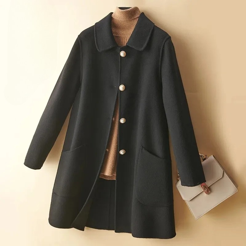 Street-Wave Hayle Wool Coat For Women With Double-Faced Warmth And Pearlescent Buttons For Timeless Urban Style