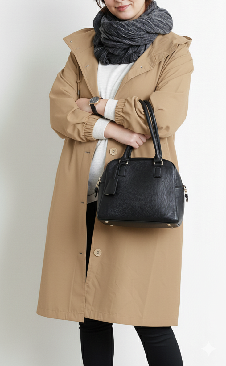 Plus Size Hooded Trench Coat for Women by Streetwave Rain Ready Cotton Blend Cozy Fit