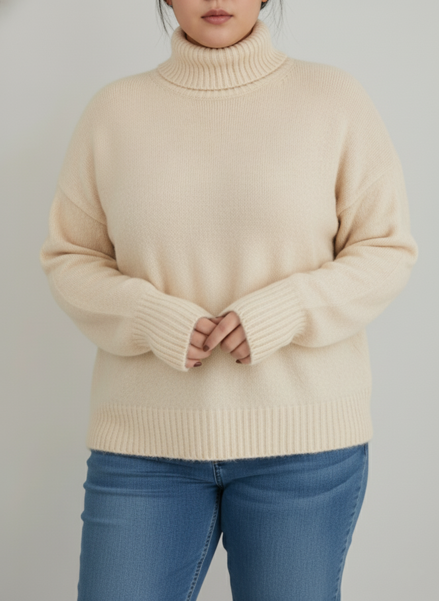 Street-Wave Plus Size Turtleneck Sweater For Women Luxurious Cashmere Look Warmth Cozy Elegant Pullover