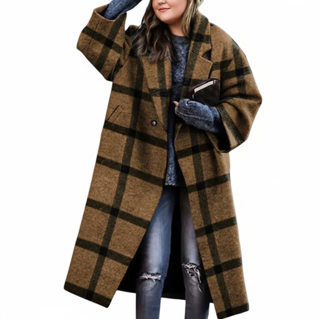 Street Wave Plus Size Long Wool Coat For Women Warm Extended Length Flattering Fit Winter Fashion