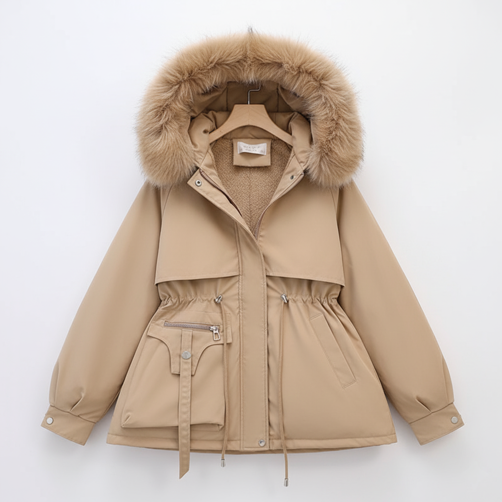 Plus Size Parka With Fur Hood And Adjustable Waist Streetwave For Women Luxurious Warmth And Comfort