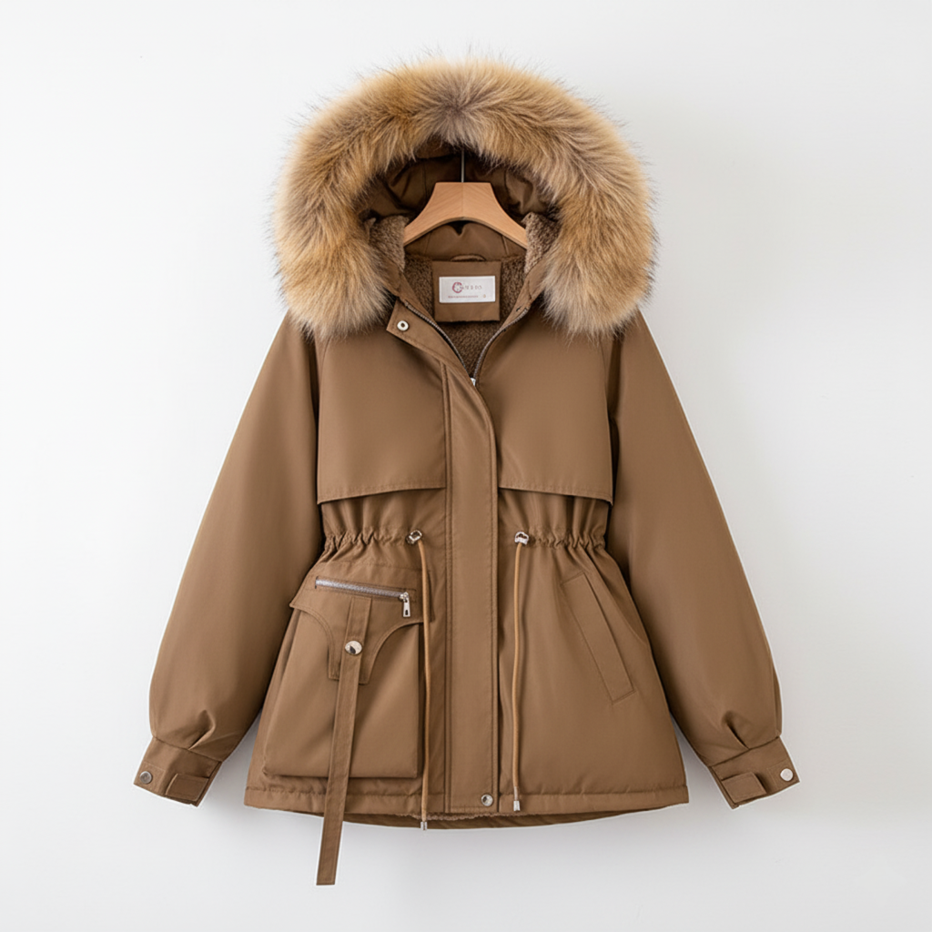 Plus Size Parka With Fur Hood And Adjustable Waist Streetwave For Women Luxurious Warmth And Comfort