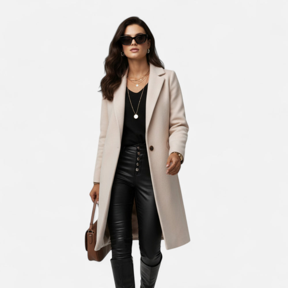 Street-Wave Tailored Long Coat for Women Custom Crafted Single-Breasted Elegance Office to Evening