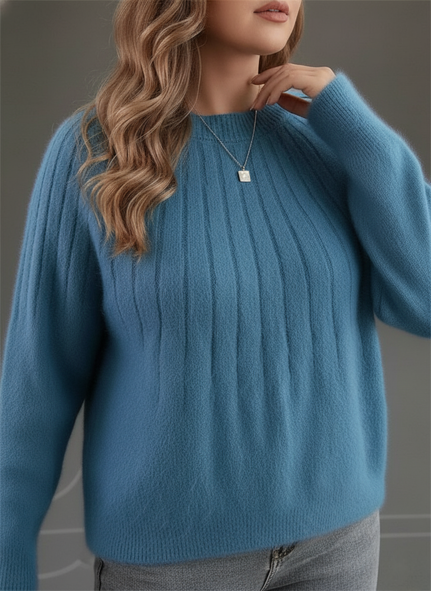 Streetwave Plus Size Soft Rib Knit Sweater Fluffy Comfort Warmth Flatters Curves For Autumn Winter Women