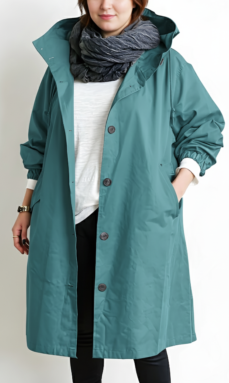 Plus Size Hooded Trench Coat for Women by Streetwave Rain Ready Cotton Blend Cozy Fit