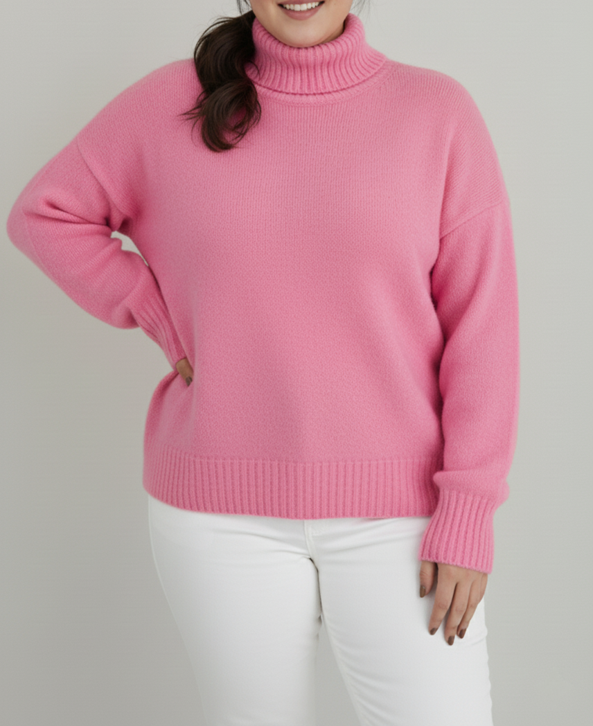 Street-Wave Plus Size Turtleneck Sweater For Women Luxurious Cashmere Look Warmth Cozy Elegant Pullover