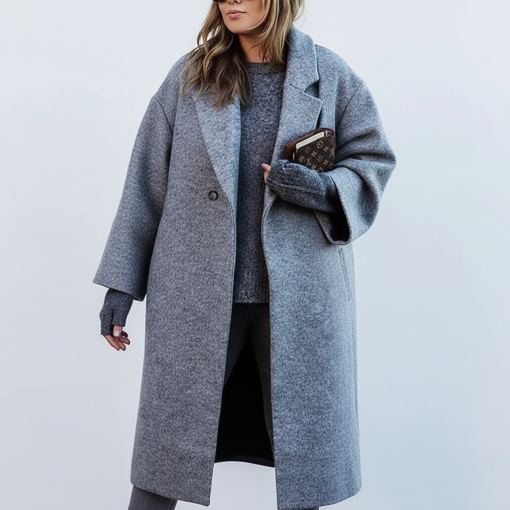 Street Wave Plus Size Long Wool Coat For Women Warm Extended Length Flattering Fit Winter Fashion