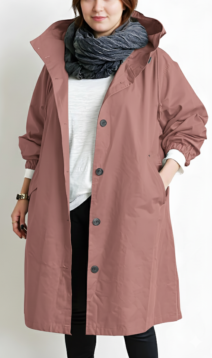 Plus Size Hooded Trench Coat for Women by Streetwave Rain Ready Cotton Blend Cozy Fit