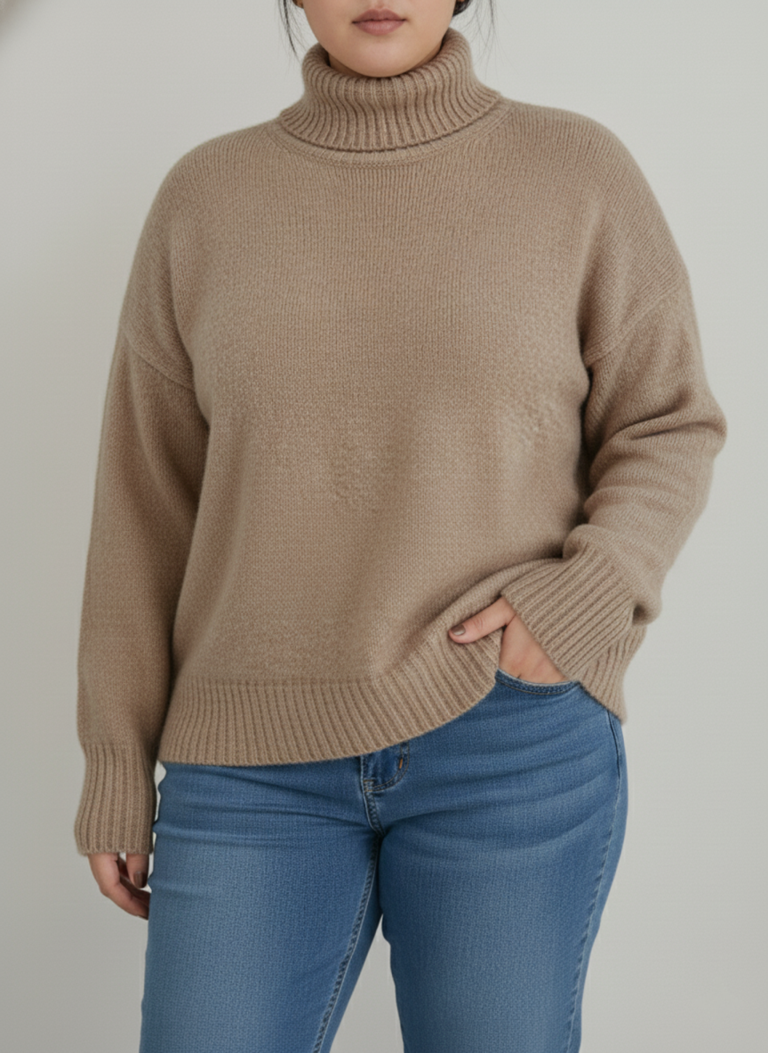 Street-Wave Plus Size Cashmere-Look Turtleneck Sweater For Women Luxurious Figure-Flattering Comfort