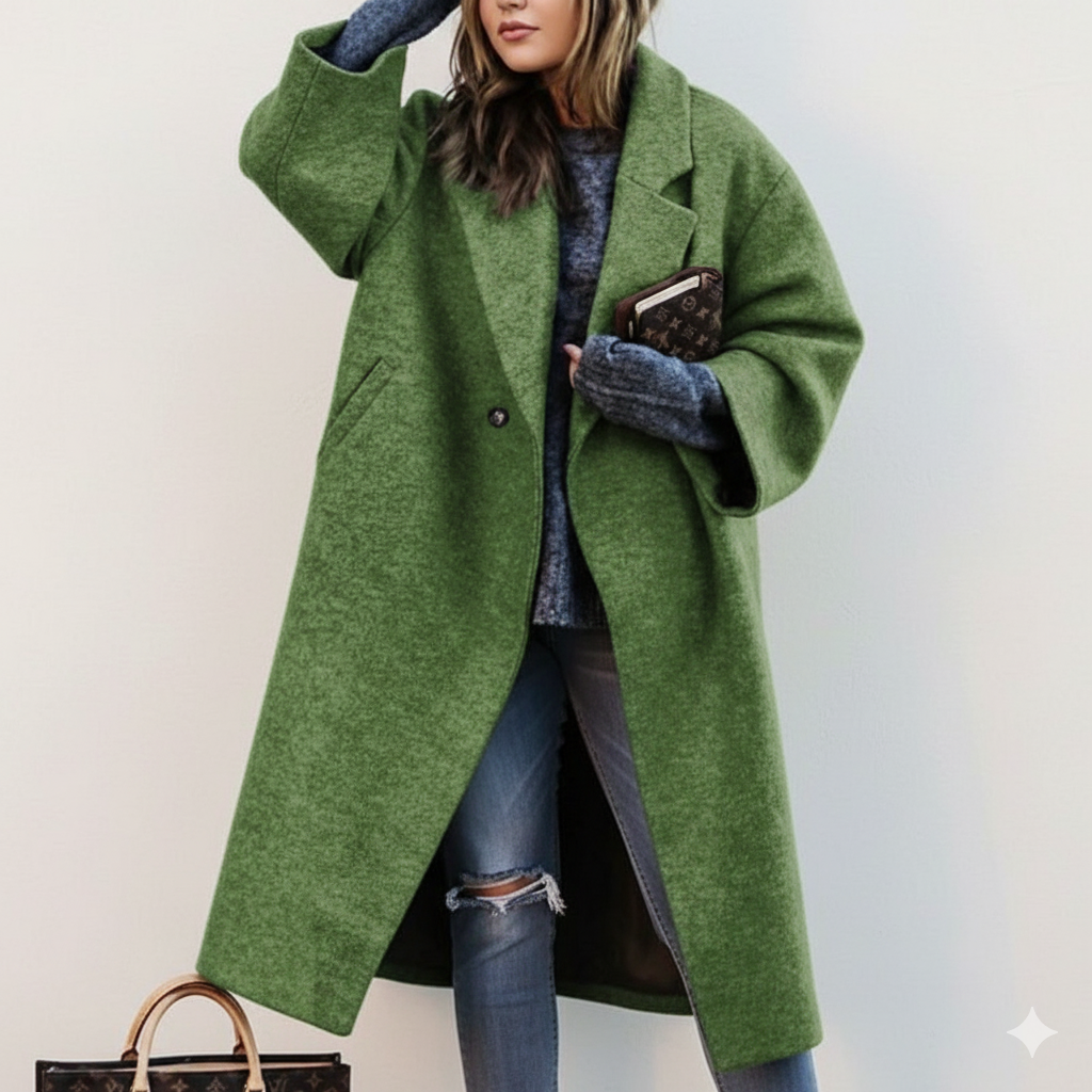 Street Wave Plus Size Long Wool Coat For Women Warm Extended Length Flattering Fit Winter Fashion