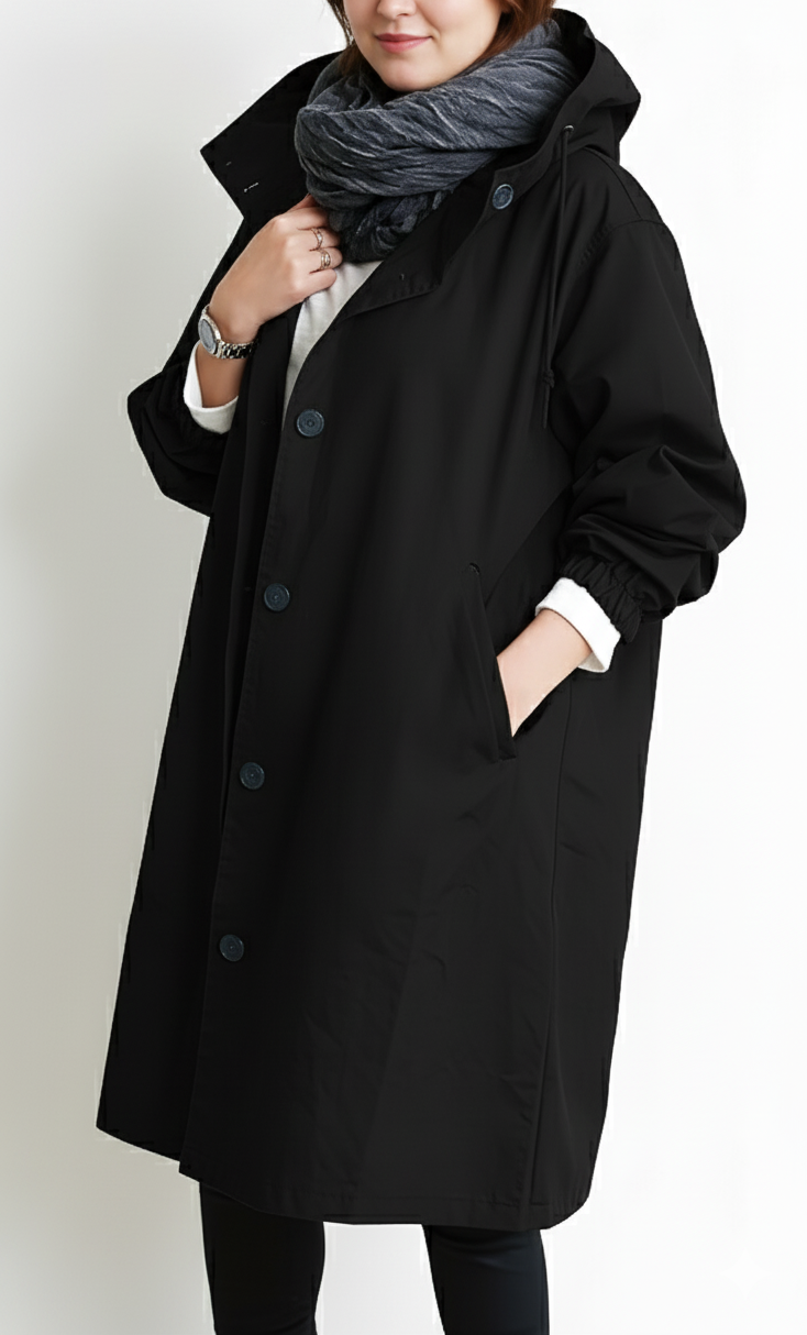 Plus Size Hooded Trench Coat for Women by Streetwave Rain Ready Cotton Blend Cozy Fit