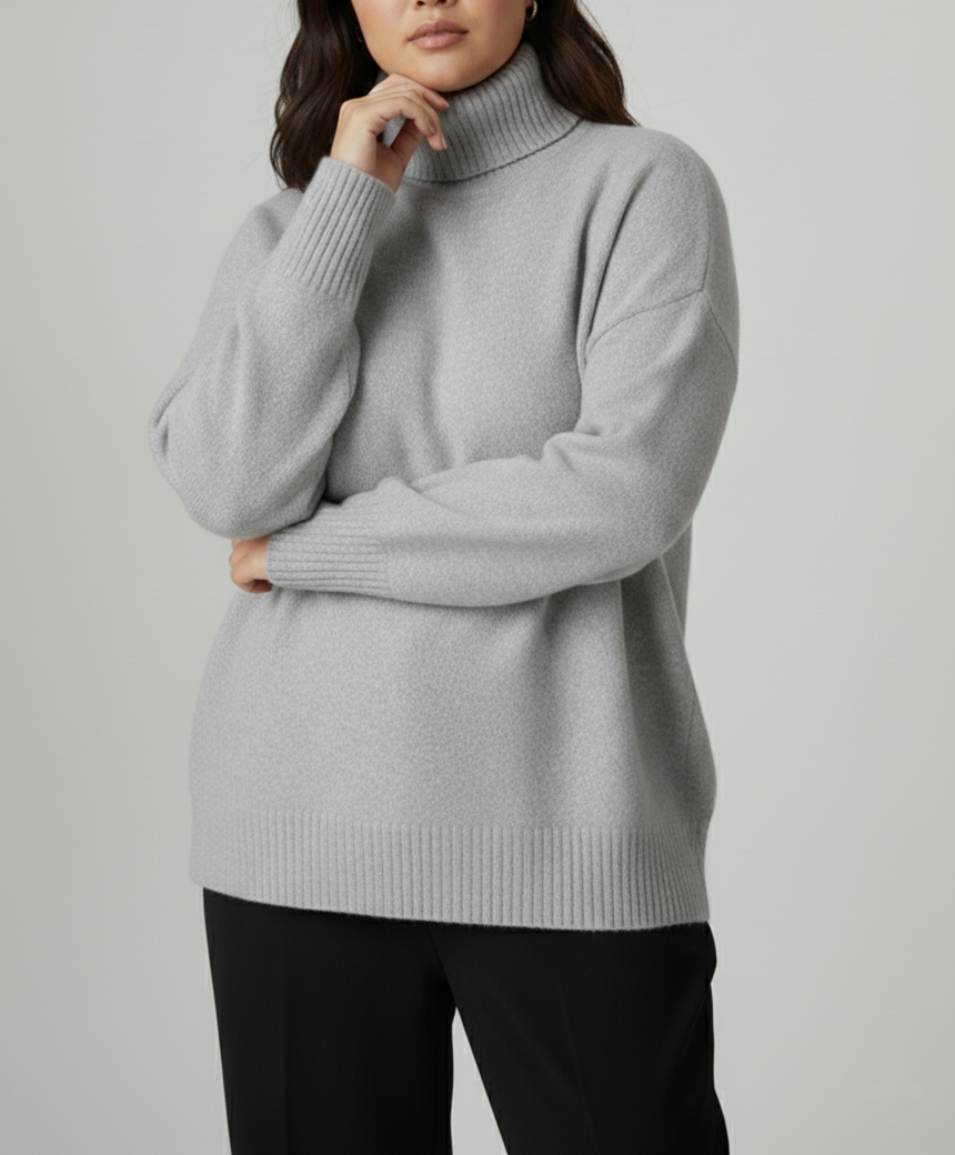 Street-Wave Plus Size Cashmere-Look Turtleneck Sweater For Women Luxurious Figure-Flattering Comfort