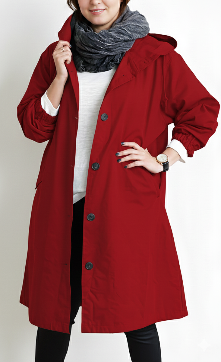 Plus Size Hooded Trench Coat for Women by Streetwave Rain Ready Cotton Blend Cozy Fit