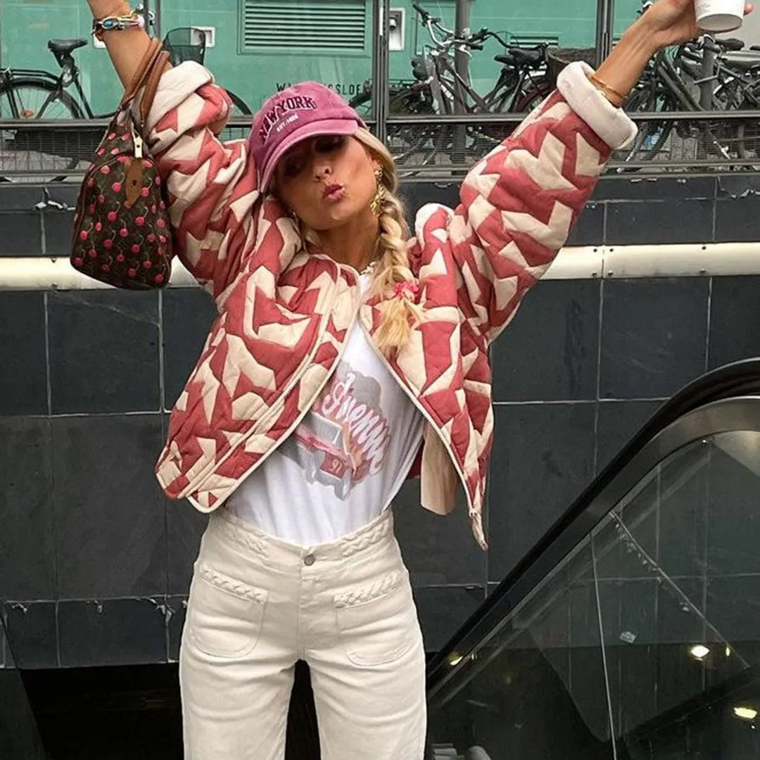 Street-wave Floral Cotton Coat for Spring and Summer Women With Vibrant Colors and Lightweight Comfort