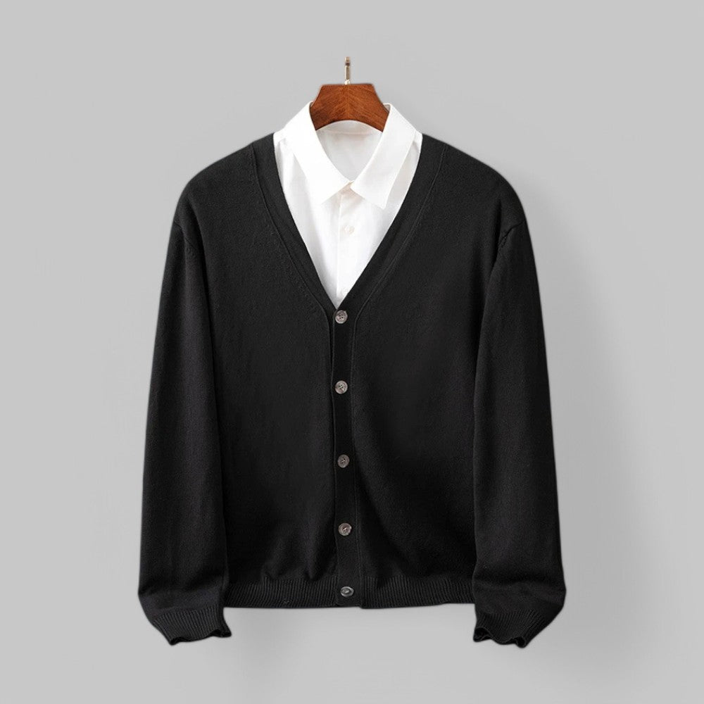 Street-wave V-Neck Cardigan For Men Soft Knit Timeless Business Casual Essential