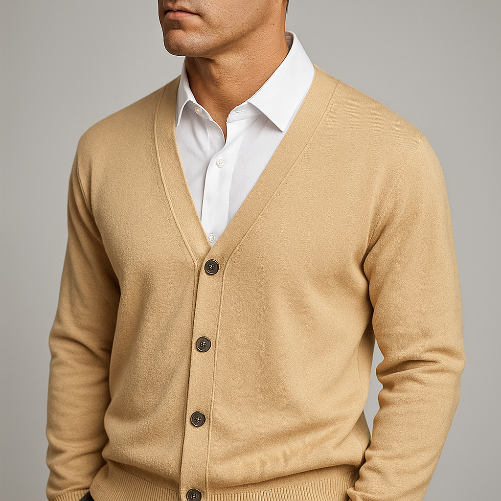 Street-wave V-Neck Cardigan For Men Elegant Everyday Layering Business Casual Essential