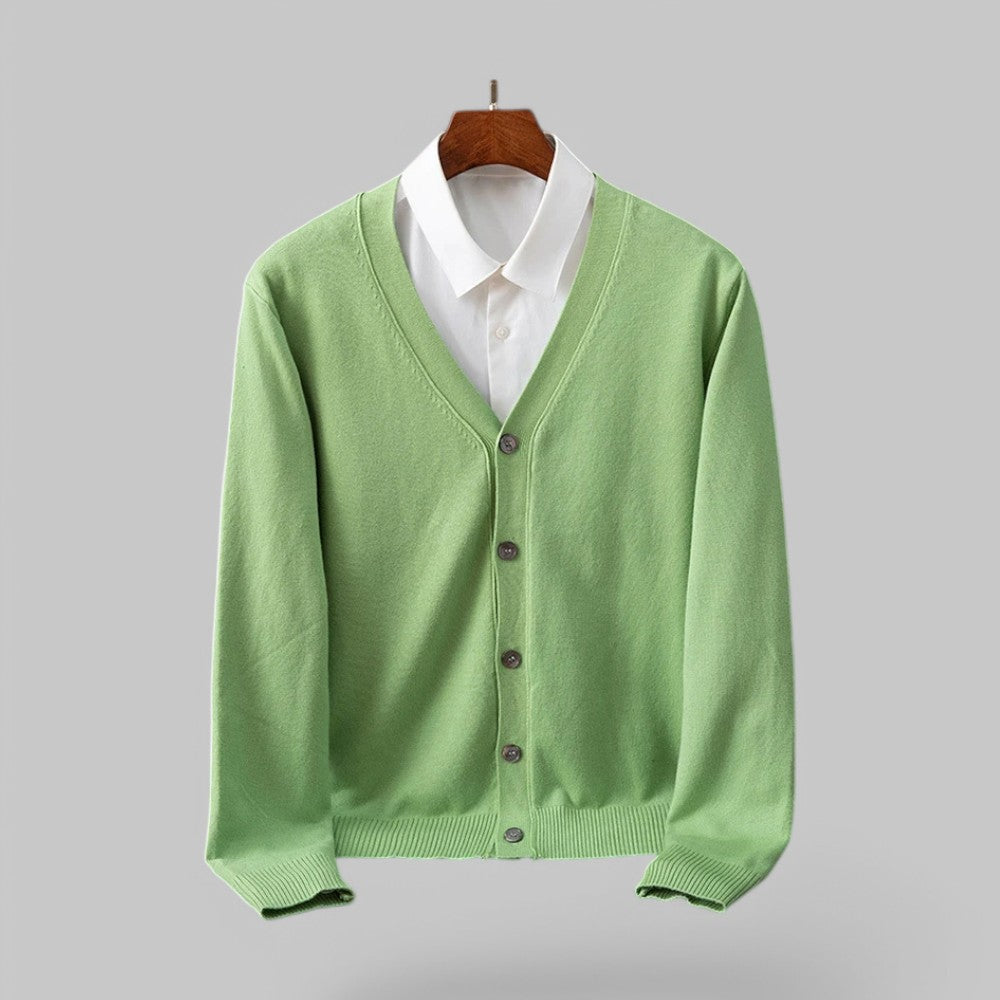 Street-wave V-Neck Cardigan For Men Soft Knit Timeless Business Casual Essential