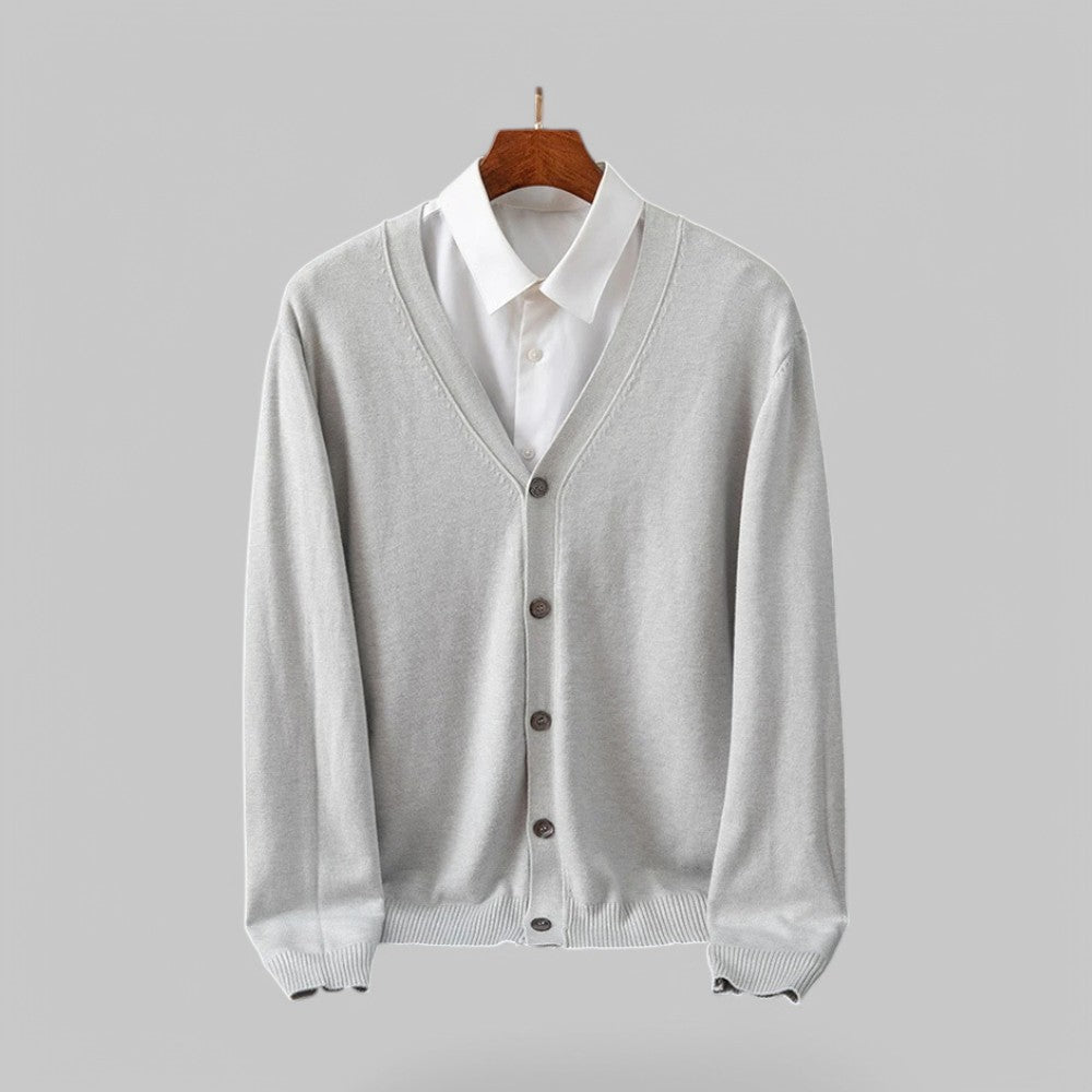 Street-wave V-Neck Cardigan For Men Soft Knit Timeless Business Casual Essential