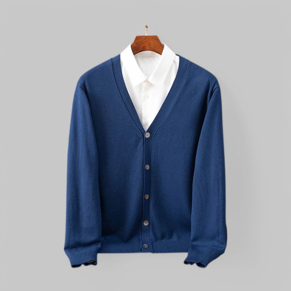 Street-wave V-Neck Cardigan For Men Soft Knit Timeless Business Casual Essential