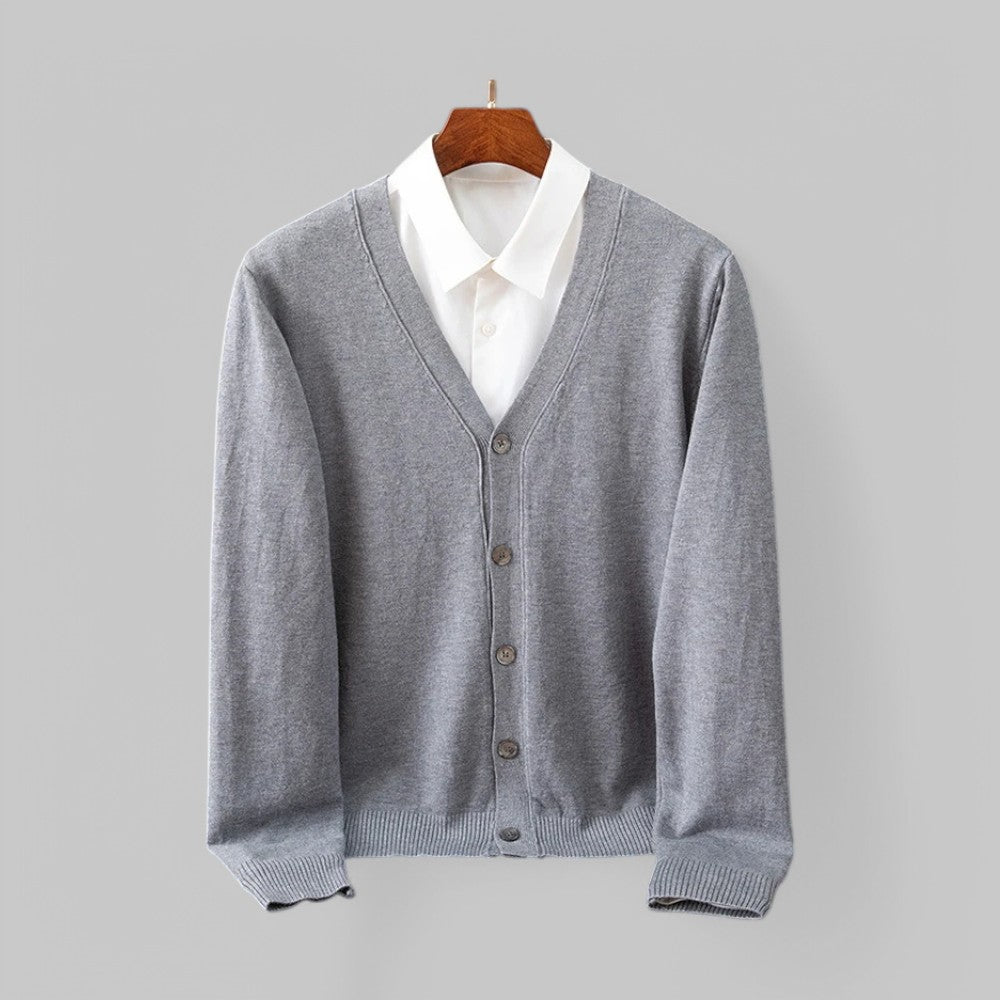 Street-wave V-Neck Cardigan For Men Soft Knit Timeless Business Casual Essential