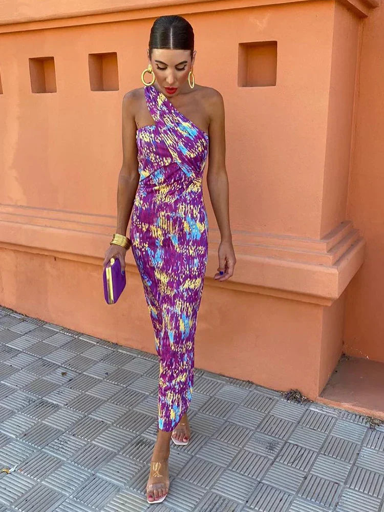 Dakota One Shoulder Printed Dress For Women Street-Wave Elegant