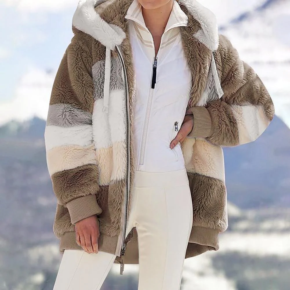 Streetwave Women's Quilted Lambswool Winter Coat With Elegant Contrast Stitching And Warmth