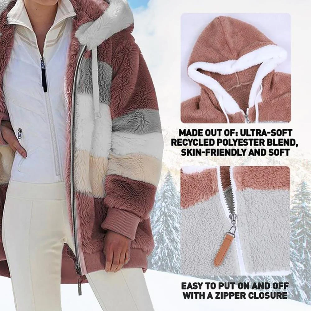 Streetwave Women's Quilted Lambswool Winter Coat With Elegant Contrast Stitching And Warmth