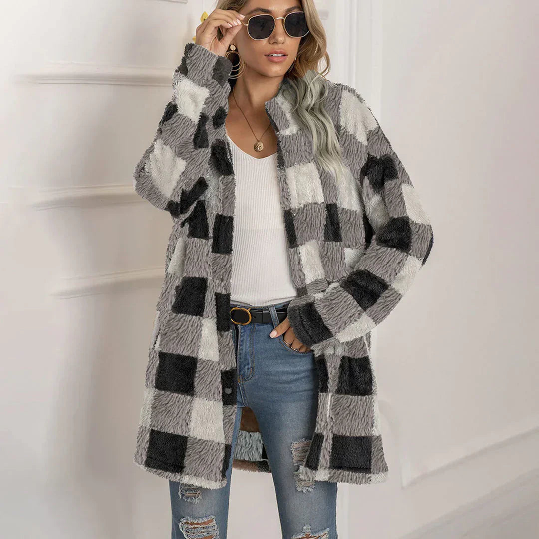 Street Wave Cozy Plaid Jacket for Women With Soft Plush Warmth And Functional Pockets