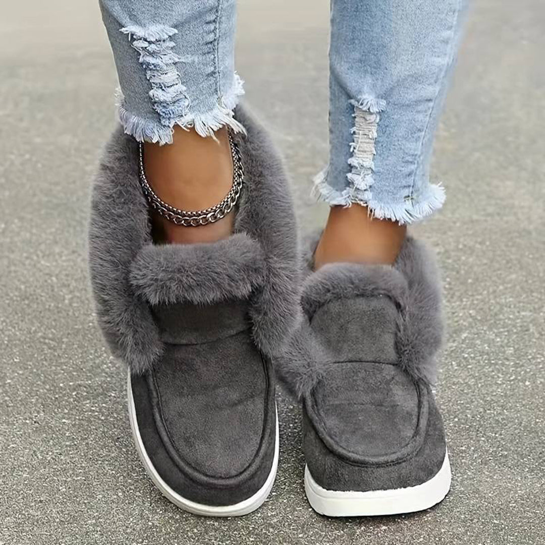 Street-Wave Velvet Snow Boots For Women - Cozy Warm Faux Fur Lined Winter Slippers