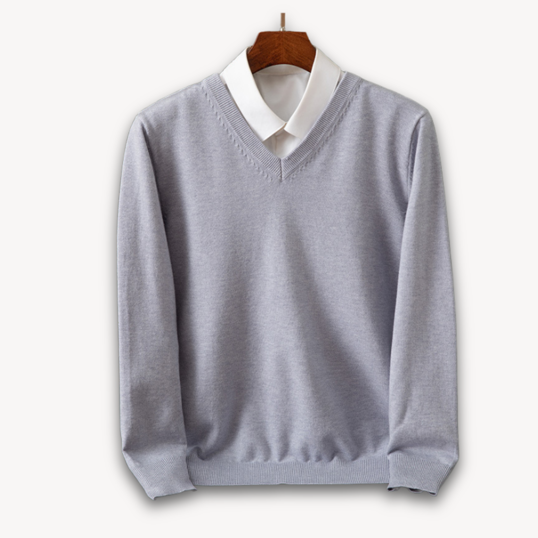 Street-Wave Men's V Neck Slim Fit Sweater In Soft Knit With Ribbed Edges For Versatile Style