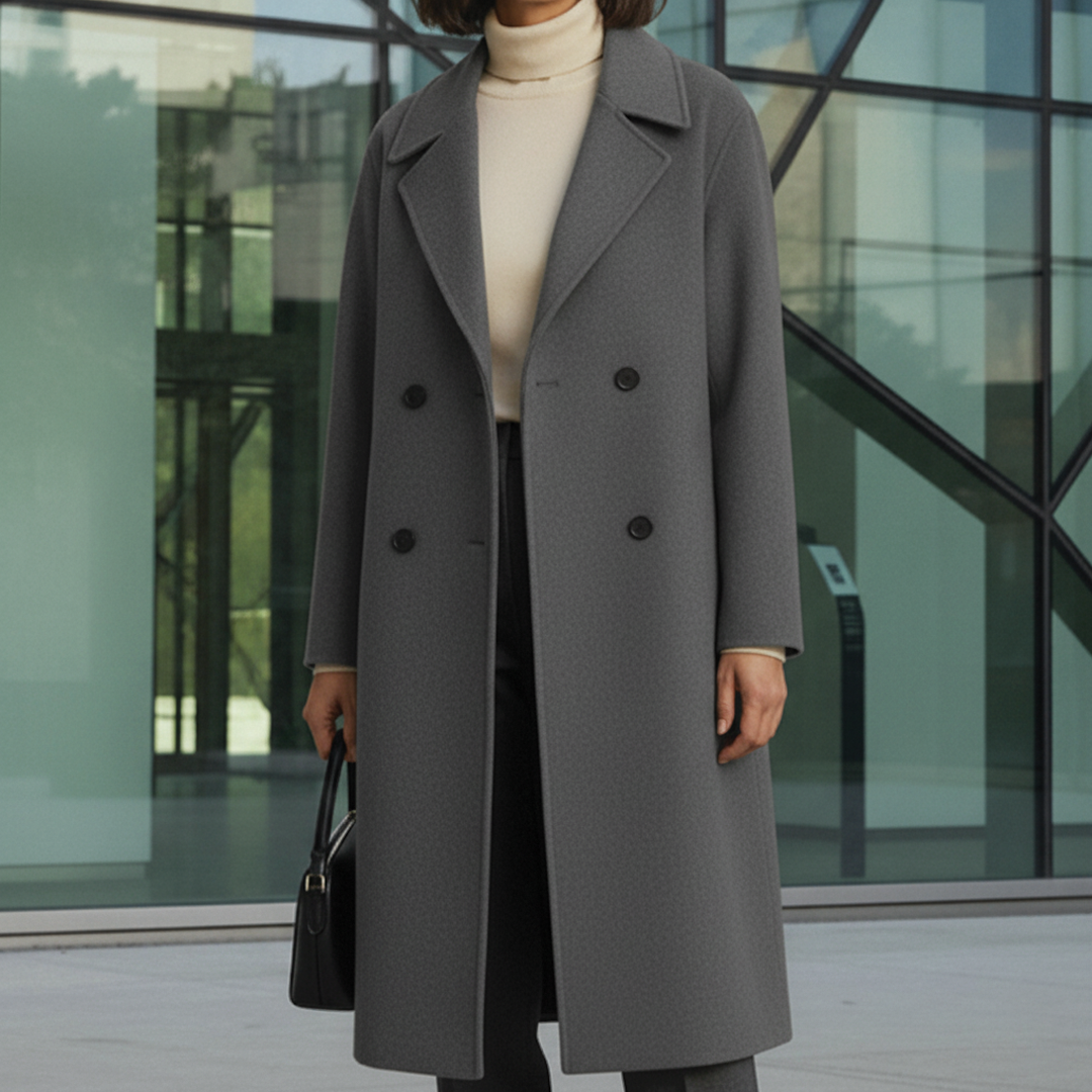 Street-Wave Maria Trench Coat For Women Warm Knee-Length Double-Breasted