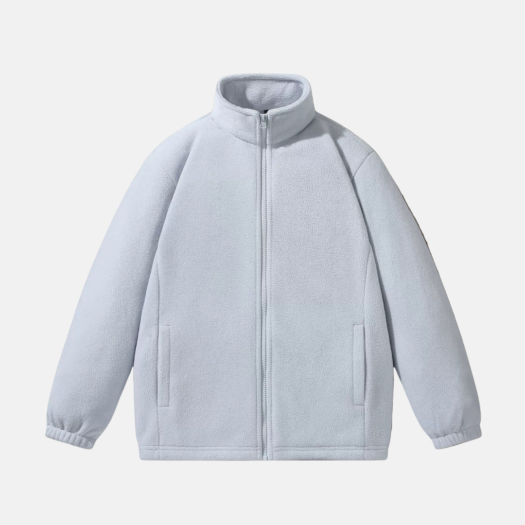 Men's Fleece Jacket With Stand Up Collar Full Zip Relaxed Fit Winter Outerwear By Street-Wave