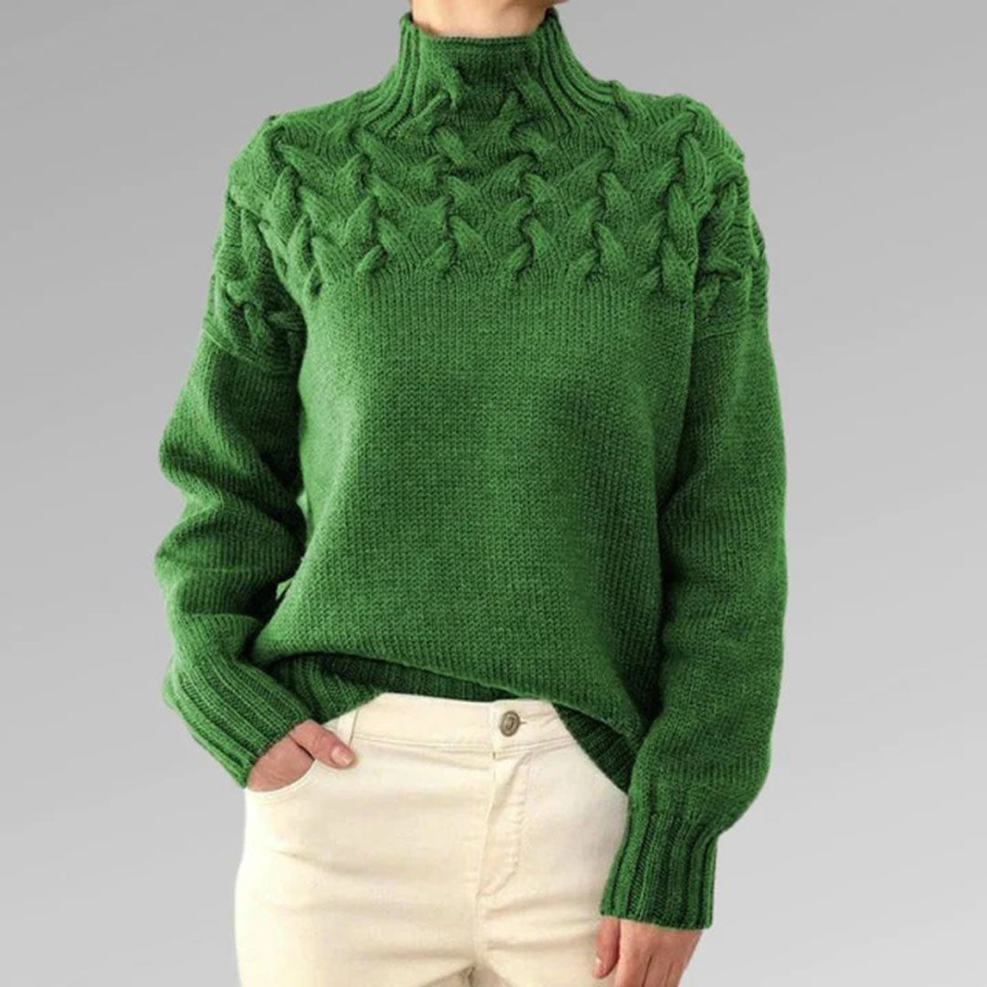 Mildred Pullover Cable Knit Yoke Cozy Sweater For Women By Streetwave Warm And Easy Care