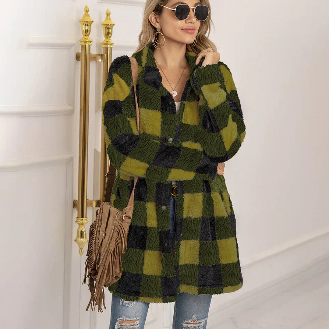 Street Wave Cozy Plaid Jacket for Women With Soft Plush Warmth And Functional Pockets